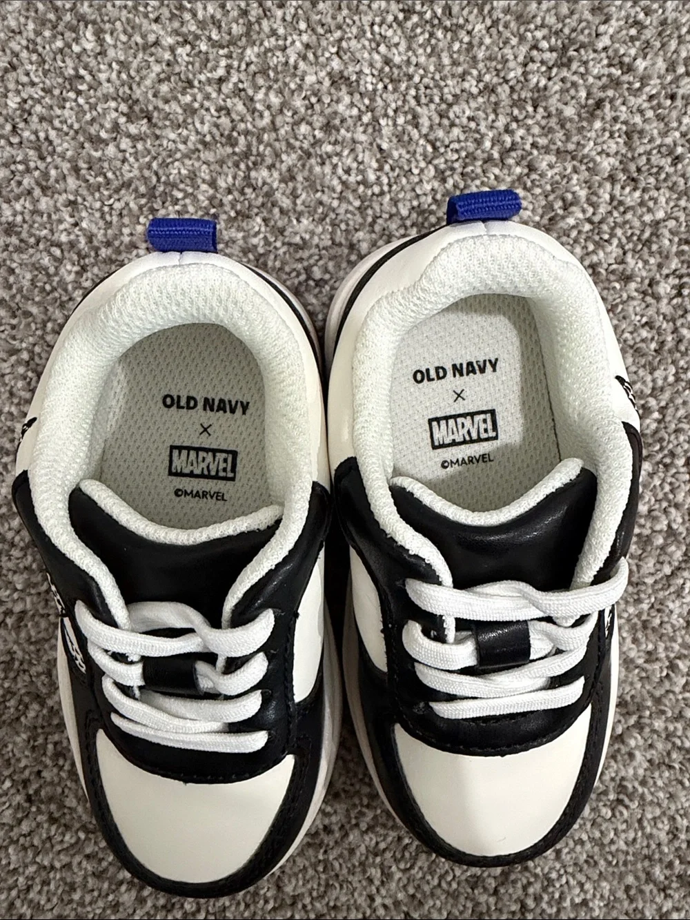 Old Navy Black and White Sneakers with Red Spiderman